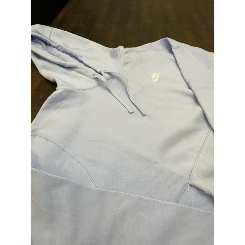 Nike Hoodie Mens 2XL Blue Fleece Pullover Kangaroo Pocket Small Swoosh Logo